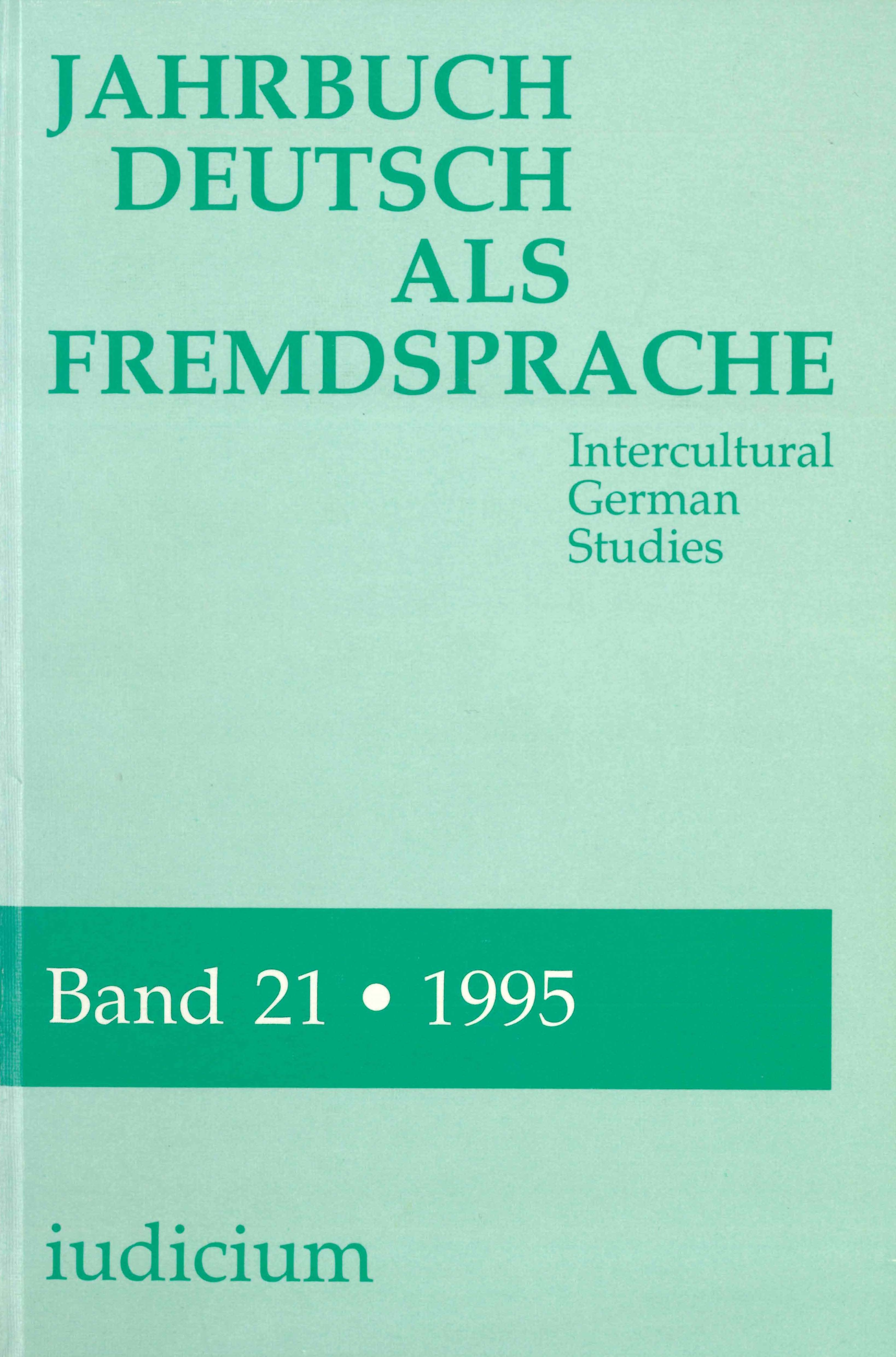 Jahrbuch Deutsch als Fremdsprache. Intercultural German Studies