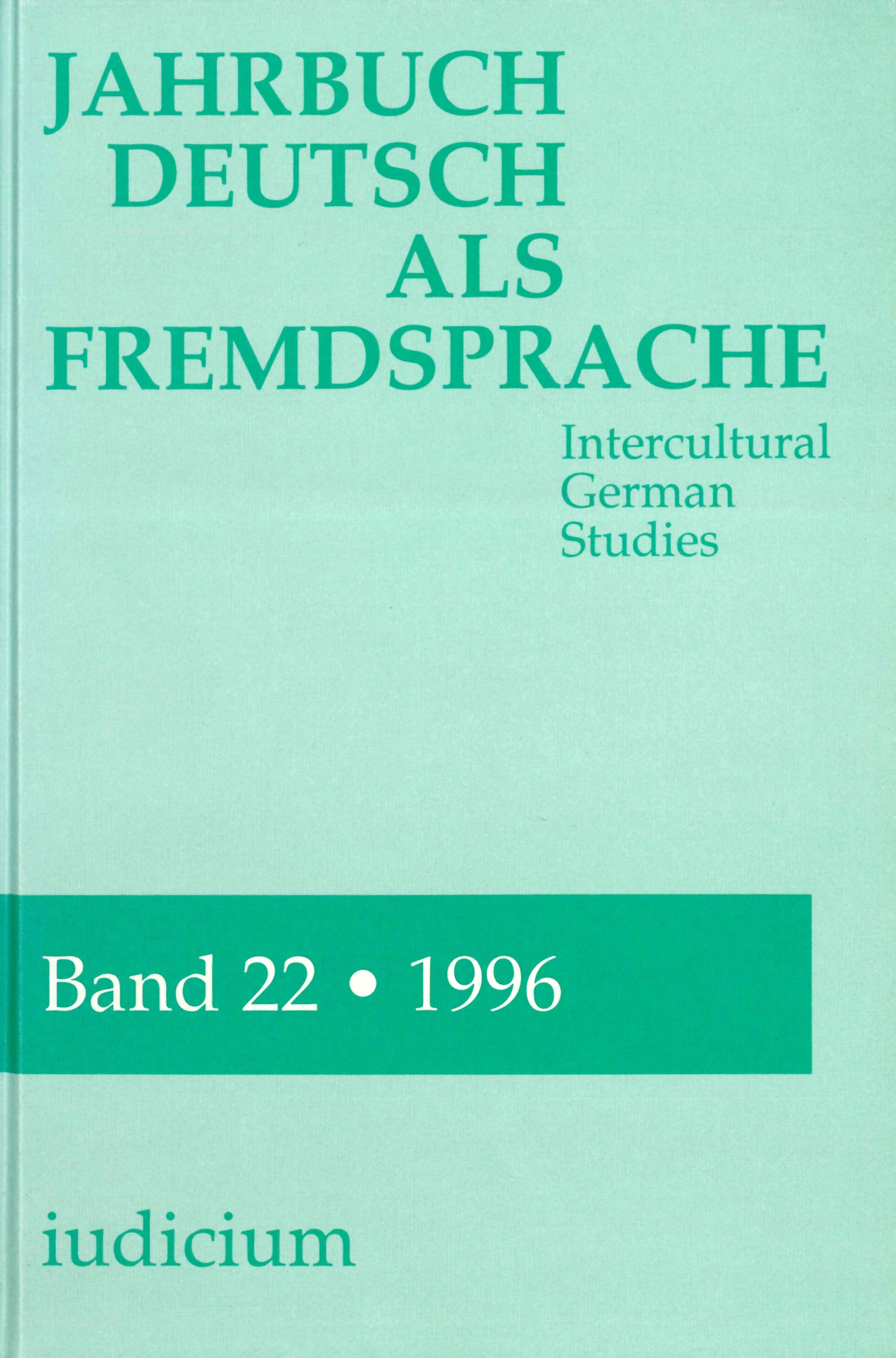 Jahrbuch Deutsch als Fremdsprache. Intercultural German Studies