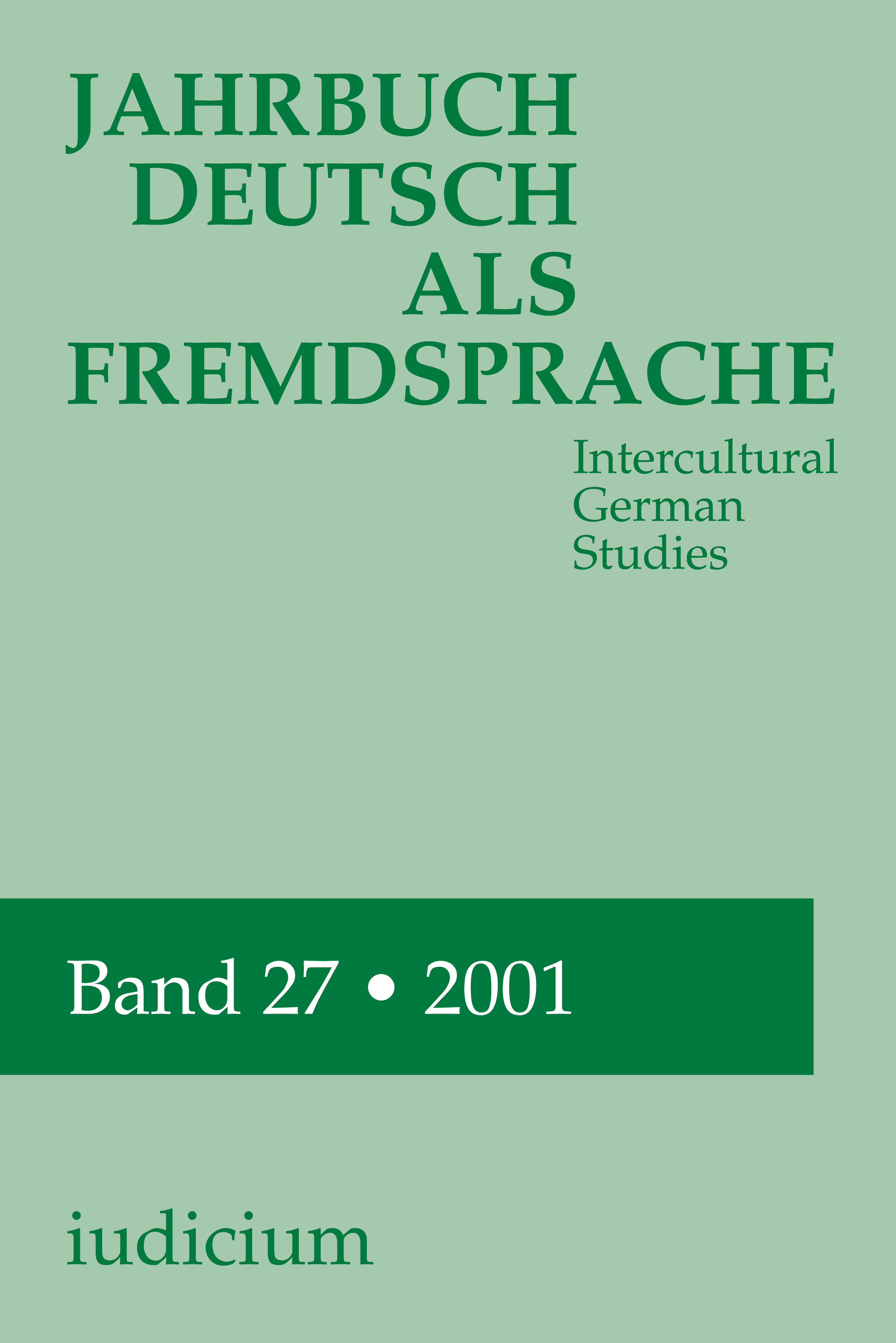 Jahrbuch Deutsch als Fremdsprache. Intercultural German Studies