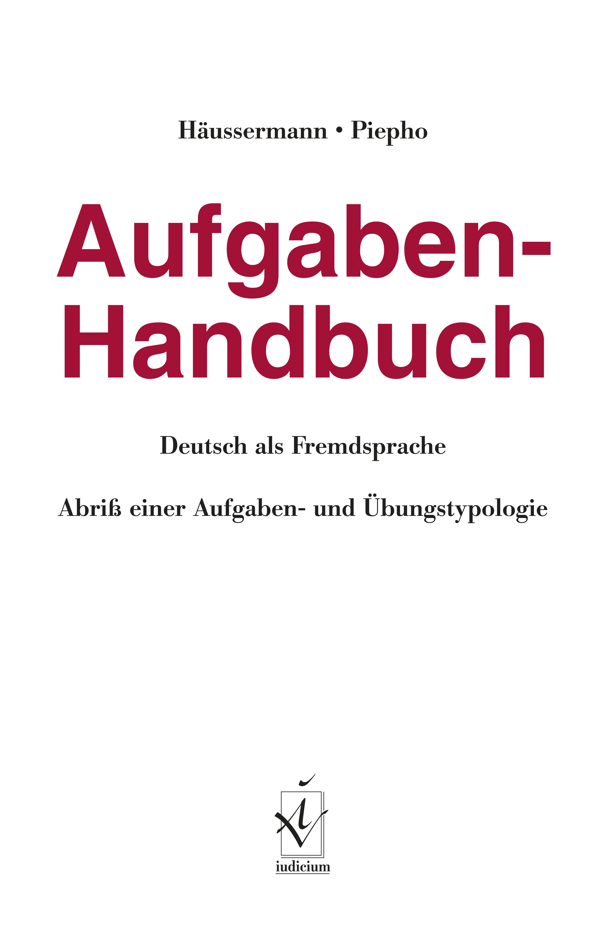 Aufgaben-Handbuch Deutsch als Fremdsprache